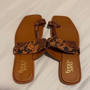 Franco Sarto Tan Snake Print Sandals